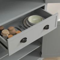 HOMCOM 72.5" Kitchen Cabinet, Pantry Storage Cabinet with Doors and Shelves, Freestanding Food Pantry Cabinet, Gray(m-8)