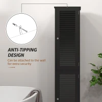 HOMCOM Narrow Bathroom Cabinet, Tall Bathroom Storage Cabinet with Shelves and Doors, Black(m-6)
