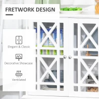 HOMCOM Storage Cabinet with Fretwork Doors and Shelf, Modern Freestanding Sideboard, Buffet, White(m-5)