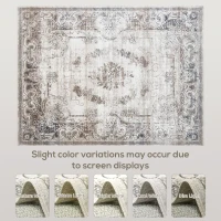 HOMCOM 6x9 Boho Area Rug, Machine Washable Carpet for Living Room, Bedroom, Dining Room, Kitchen, Home Office, Brown(m-8)