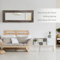 HOMCOM 59" x 23.5" Full Length Mirror, Farmhouse Wall Mount and Leaner Floor Mirror, Vertical and Horizontal for Bedroom, Dark Brown(m-4)
