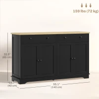 HOMCOM Modern Sideboard, Buffet Cabinet with Storage Drawers, Adjustable Shelves for Living Room, Dining Room, Entryway, Black(m-3)