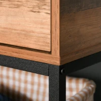 HOMCOM Industrial Bedside Table with Drawer, Nightstand with Storage Shelf, Sofa End Table for Bedroom, Teak(m-10)