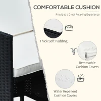 Outsunny 11 Pieces Wicker Patio Dining Set Outdoor Furniture Set with Removable Cushions, Glass Top Dining Table, PE Rattan Conversation Set for Garden Poolside Backyard, Black(m-5)