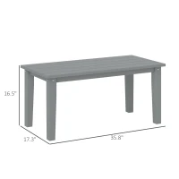Outsunny Rectangle Outdoor Coffee Table, HDPE All-Weather Outdoor Patio Table with Slatted Tabletop for Yard, Balcony, Gray(m-3)