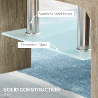 HOMCOM Rectangle Glass Coffee Table, 2-Tier Center Table with Tempered Glass Top and Storage Shelf for Living Room, Natural(m-6)