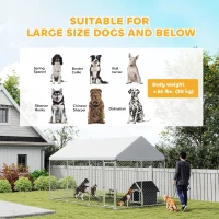 PawHut Galvanized Steel Outdoor Dog Kennel with Roof, Safety Lock, for Backyard, 13.1' x 7.5' x 7.8'(m-9)