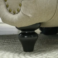 HOMCOM Button Tufted Chaise Lounge Chair Indoor Upholstered Lounge Chair with Bolster Pillow Wood Legs Nailhead Trim for Living Room Bedroom Home Office Beige(m-10)