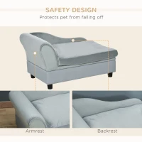 PawHut Luxury Fancy Dog Couch with Hidden Storage, Small Dog Sofa Bed with 2" Soft Foam, Modern Pet Furniture for Puppies & Little Breeds, Pale Gray(m-6)