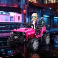 Aosom 12V Kids Ride on Car with Remote Control, Battery-Operated Ride on Toy with Spring Suspension, Led Lights, Music, Horn, 3 Speeds, USB, MP3, Pink(m-10)