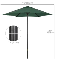 Outsunny 6.6FT Patio Umbrella, Outdoor Parasol with 6 Solid Ribs, Green(m-3)