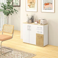 HOMCOM Modern Sideboard Cabinet, Freestanding Sideboards and Buffets with 3 Doors, 2 Drawers and Adjustable Shelf(m-8)