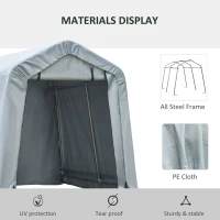 Outsunny 6' x 8' Carport Portable Garage, Heavy Duty Storage Tent, Patio Storage Shelter w/ Anti-UV PE Cover and Double Zipper Doors, for Motorcycle Bike Garden Tools, Light Gray(m-4)