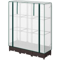 Outsunny Raised Garden Bed Kit with Trellis, Plastic Raised Flower Bed with PE Cover and Zipper Door, 47 x 16 x 50 inch(m-2)