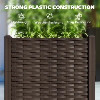 Outsunny Plastic Raised Garden Bed, Outdoor Planter Box with Drainage Holes for Patio, Balcony, 63" x 15.7" x 14.6", Brown(m-5)