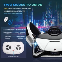Aosom 12V Lamborghini SIAN Licensed Electric Car for kids with Remote Control, Horn, Music, & Headlights, White(m-7)