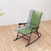 Outsunny Outdoor Rocking Chairs Set of 2, Folding Rocking Chair Set, 400 lbs. Capacity, Wide Seat, Padded High Back, Dark Green(m-3)