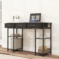 HOMCOM 47" Small Computer Desk, Writing Desk with Fabric Drawers, Home Office Desk with Adjustable Shelves, Black(m-7)