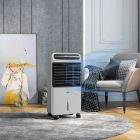 HOMCOM 3-In-1 Ice Cooling Fan, Mobile Evaporative Air Cooler with Remote, Timer, Oscillating for Home Office, Bedroom, Gray(m-10)