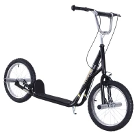 HOMCOM Youth Scooter Teen Kick Scooter Kids Children Stunt Scooter Bike Bicycle Ride On 16" Inflatable Wheels Black(m-2)