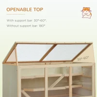 PawHut 45" Extra Large Wooden Hamster Cage, 3-Layer Rat Cage with Opening Roof, PVC Window, Small Animal Habitat for Gerbil, Dwarf & Syrian Hamsters, Natural(m-5)