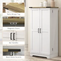 HOMCOM Farmhouse Kitchen Pantry Storage Cabinet, Kitchen Pantry Cabinet with Doors and Adjustable Shelves, Cream White(m-7)