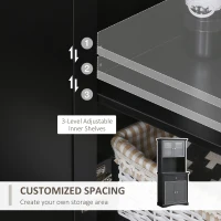 HOMCOM Tall Colonial Style Kitchen Pantry Storage Cabinet W/ Adjustable Shelves Black(m-5)