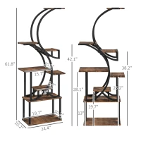 Outsunny Plant Stand Indoor, 8 Tier 62" S-Shaped Plant Shelf, Corner Plant Rack for Multiple Plants, Carbonised Finish(m-3)
