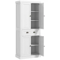 HOMCOM 72" Kitchen Cabinet, Kitchen Pantry Cabinet with 4 Doors, 2 Adjustable Shelves and Drawer, Distressed White(m-2)
