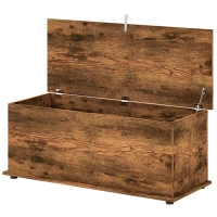 HOMCOM 39.5" Storage Chest with 2 Safety Hinges, Storage Box Organizer with Flip-Top Lid, Entryway Storage Bench, Rustic Brown(m-2)