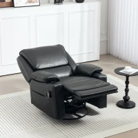 HOMCOM Recliner Massage Armchair with Heat Oversized Swivel Rocker with Footrest Remote and Side Pockets Black(m-9)