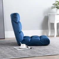 HOMCOM 13-Position Floor Folding Gaming Lazy Floor Sofa Chair Lounge Adjustable Sleeper Bed Couch Recliner, Blue(m-9)