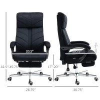 Vinsetto High-Back Office Chair Computer Desk Chair with Footrest Reclining Function and Adjustable Height Black(m-3)