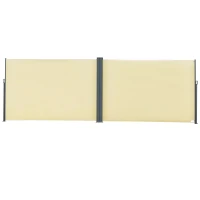 Outsunny Patio Retractable Double Side Awning, Folding Privacy French Screen Fence, Privacy Wall Corner Divider, Garden Outdoor Sun Shade Wind Screen, Indoor Room Divider, Beige(m-11)