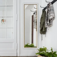 HOMCOM Floor Standing Mirror, Full Body Mirror, Free Standing, Leaning or Wall Mirror with Frame for Bedroom, Silver(m-9)