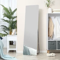 HOMCOM 63"x18" Full Length Mirror, Floor Standing, Wall-Mounted or Leaning Against Wall Tall Mirror w/Support Frame, Rectangular Full Body Mirror for Bedroom, Living Room, Silver(m-8)