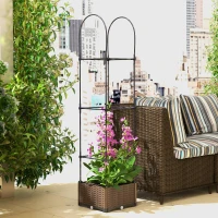 Outsunny Raised Garden Bed with Trellis, Self-Watering Planter Box, 69.7" Tomato Planters for Climbing Plants Vegetable Vine Flowers(m-10)