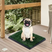 PawHut Dog Grass Pad with Tray, Artificial Grass for Dogs, Doggy Bathroom Toilet Potty Tray Indoor Outdoor Puppy Potty Training (51 x 63 CM)(m-8)