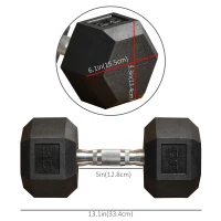 Soozier 35lbs Rubber Hex Dumbbells Weight Dumbbell Hand Weight Barbell for Body Fitness Training for Home Office Gym, Black(m-3)