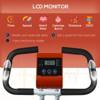 Soozier Foldable & Quiet Exercise Bike with 8-Level Magnetic Resistance, Pulse Sensor, Wheels and LCD Monitor, Red(m-4)