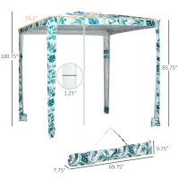 Outsunny Quick Beach Cabana Canopy Umbrella, 8' Easy-Assembly Sun-Shade Shelter with Sandbags and Carry Bag, Cool UV50+ Fits Kids & Family, Green Coconut Palm(m-3)