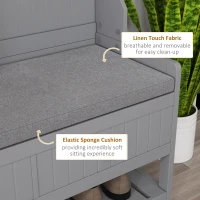 HOMCOM Coat Rack Shoe Bench, Hall Tree with Bench and Shoe Storage, Entryway Bench with 4 Hooks, 2 Drawers, 2 Shelves, Grey(m-7)