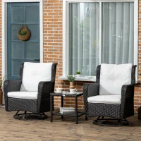 Outsunny Patio Bistro Set, Porch Furniture with 360° Rotation & Rocking Function, 28.25"x30.75"x36.25", Cream White(m-2)