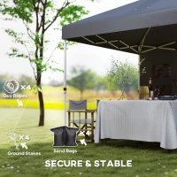 Outsunny 10' x 10' Pop Up Canopy Tent w/ Sidewall, UPF50+ Height Adjustable Instant Sun Shelter w/ Storage Pockets, Dark Gray(m-8)