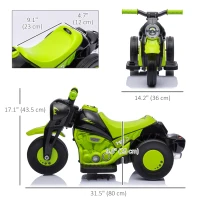 Qaba Electric Motorcycle for Kids, 6V Ride on Bubble Car with LED Headlight, Music, Pedal, for 2-5 Years Green(m-3)