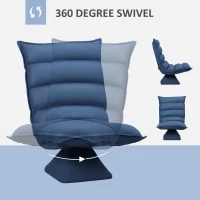 HOMCOM Swivel Floor Chair with Back Support, Microfiber Adjustable Video Gaming Chair for Reading, Lounging, Meditating, Blue(m-5)