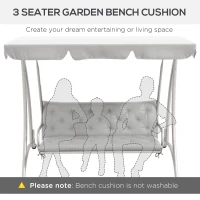 Outsunny 3-Seater Outdoor Bench Swing Chair Replacement Cushions for Patio Garden, Light Grey(m-7)
