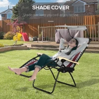 Outsunny Padded Zero Gravity Lounge Chair, Anti-Gravity Recliner Lounger Lawn Chair w/ Headrest, Side Tray, Outdoor Oxford Fabric, Supports 264 LBS, Red(m-6)