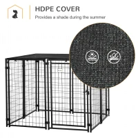 PawHut Outdoor Dog Kennel, Lockable Pet Playpen Crate with Top Cover, Black(m-4)