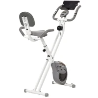 Soozier Folding Exercise Bike, Indoor Stationary Bike with 8-Level Magnetic Resistance and LCD Monitor, for Cardio Workout, Grey(m-11)